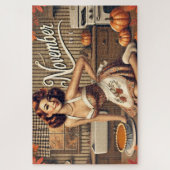November Retro Pin-Up Girl Pumpkin  Legpuzzel (Verticaal)