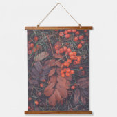 November: rode bessen en bruine herfstbladeren hangend wandkleed (Voorkant)