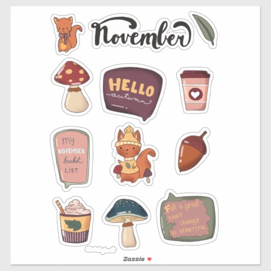 November Sticker Sheet - Squirrels & Cozy Moments (Vel)