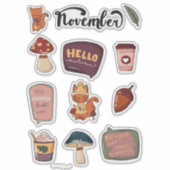 November Sticker Sheet - Squirrels & Cozy Moments (Voorkant)