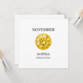 November Topaz Personalized Birthday Kaart (Voorkant / Achterkant in situ)