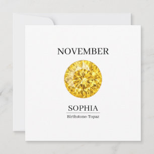 November Topaz Persoonlijke Verjaardag Kaart