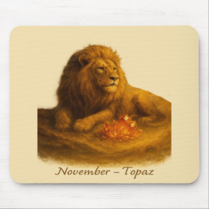 November Topaz – Regal Lion en Gouden Kristal Muismat