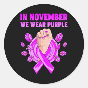 November We Draag Paarse Alzheimerheimer Bewustzij Ronde Sticker