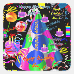 Novembre, 4 Stickers Anniversaires de enfants