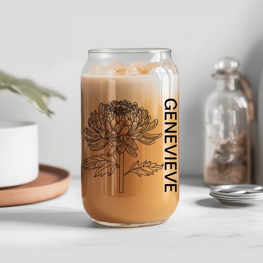 Novembre Fleur de naissance Chrysanthem avec nom p