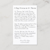 Novena Carte Sainte de Saint Thérèse la Petite Fle (Dos)