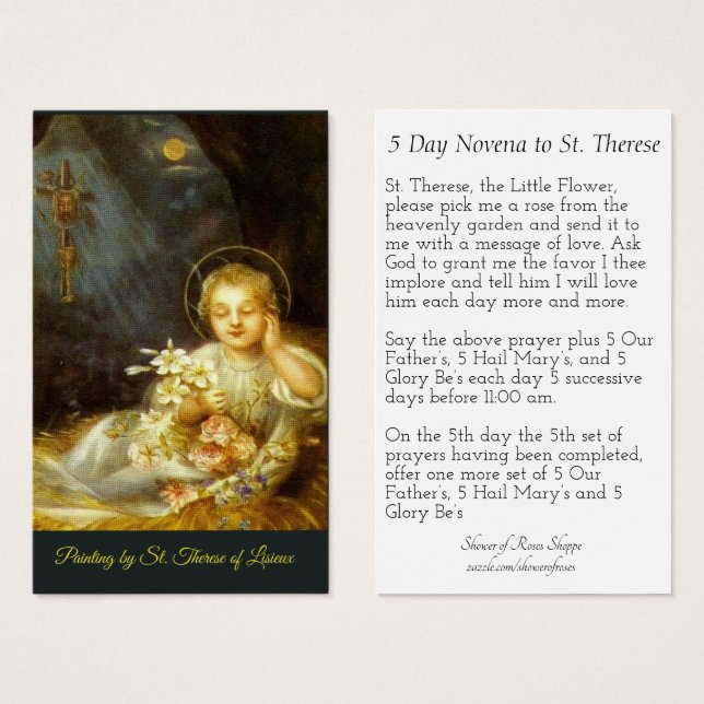 Novena Heilige Kaart van St. Therese Schilderen (Voorkant /achterkant)