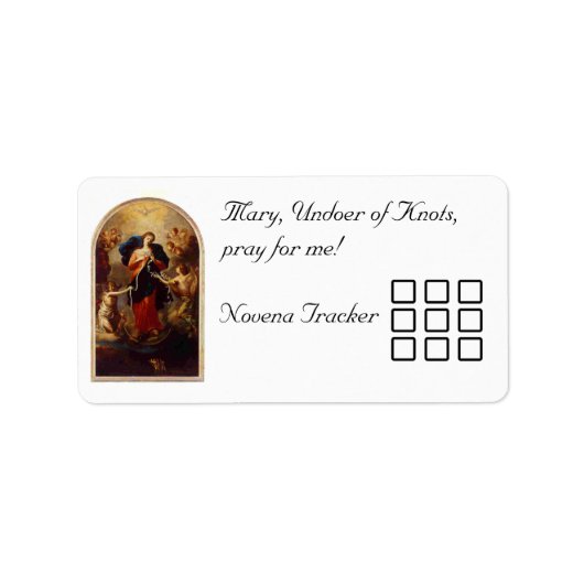 Novena Tracker, Mary Undoer of Knots Etiket (Voorkant)
