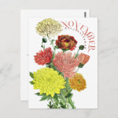 Novermber Maand Bloemen Chrysanthemum Fancy Postca Briefkaart (Voorkant / Achterkant)