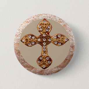 NOVINO Cross met Diamanten Ronde Button 5,7 Cm