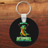 Now I Am Unstoppable Funny T-rex Tyrannosaurus Din Sleutelhanger (Voorkant)