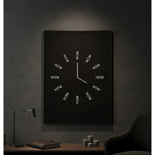 NOW Klok Zwart en Wit Mindfulness Perfect Poster
