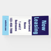 Now Leasing Apartment Name Light Dark Blue & White Spandoek (Horizontaal)