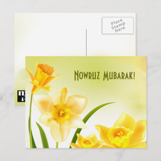 Nowruz Moubarak. Carte postale du Nouvel An perse (Devant / Derrière)