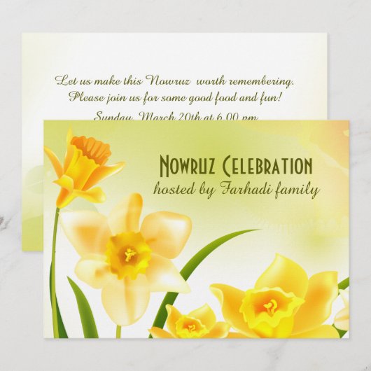 Nowruz Mubarak Invitations du Nouvel An Perse (Devant / Derrière)