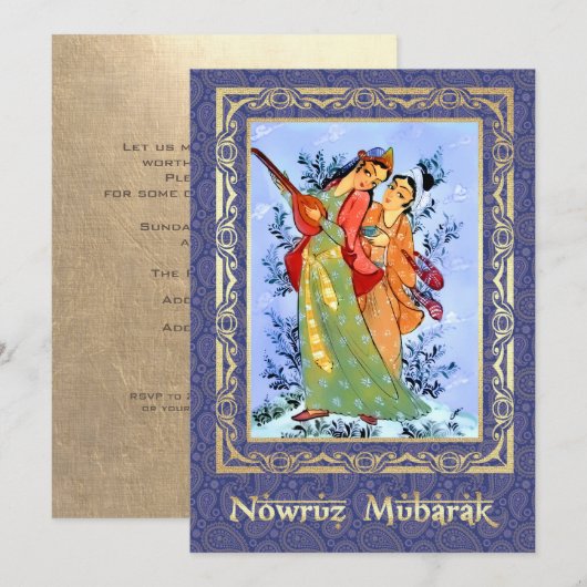 Nowruz Mubarak Invitations du Nouvel An Perse (Devant / Derrière)