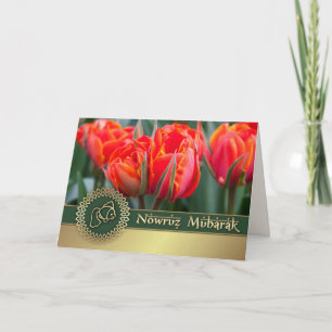Nowruz Mubarak. Lente Tulpen Perzisch Nieuwjaar Feestdagen Kaart