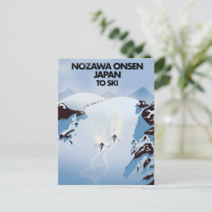 Nozawa Onsen Japan ski print. Briefkaart