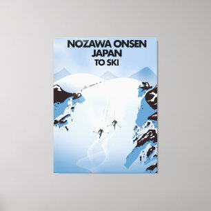 Nozawa Onsen Japan ski print. Canvas Afdruk