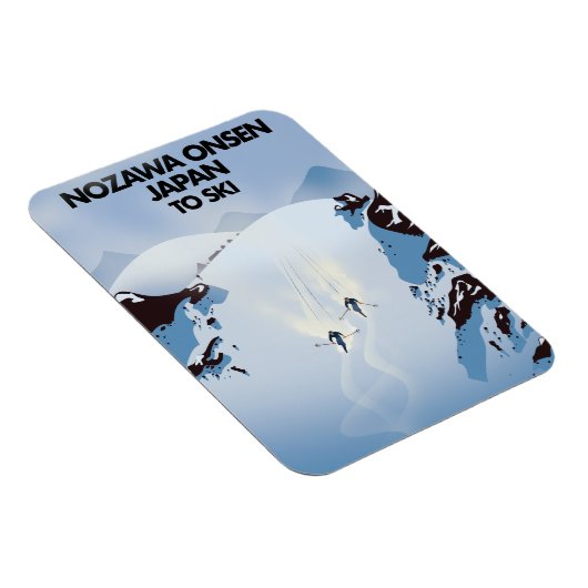 Nozawa Onsen Japan ski print. Magneet (Rechterzijde)