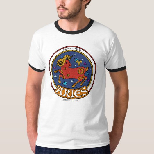 NP Aries Mannen Basic Ringer T-Shingt T-shirt (Voorkant)