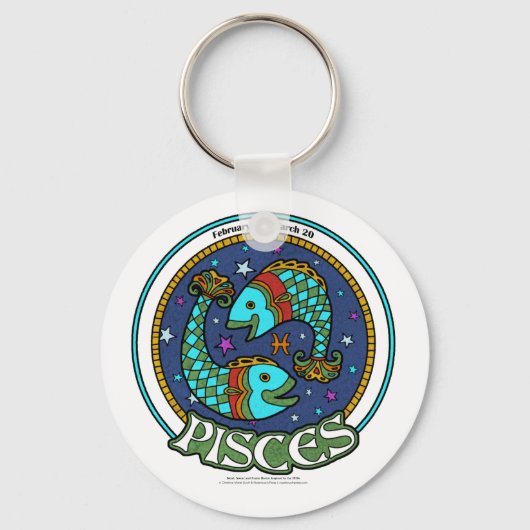 NP Pisces 2,25-inch Basic Button Sleutelhanger (Voorkant)