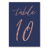 Nr. 10 - Glam Glitter Roze Goud en Blauwe Bruiloft Kaart (Achterkant)