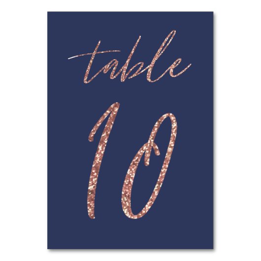 Nr. 10 - Glam Glitter Roze Goud en Blauwe Bruiloft Kaart (Achterkant)