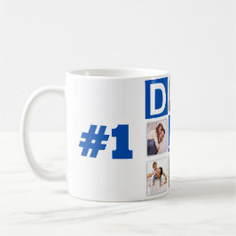 Nr. 1 Dad 6 Fotocollage Happy Vaderdag Blue Koffiemok