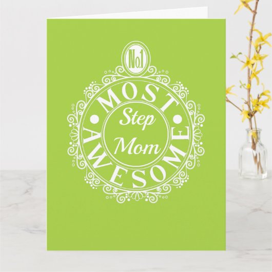 Nr.1 meest Geweldige Stepmma Klassieke Wit op limo Kaart (Gele Bloem)