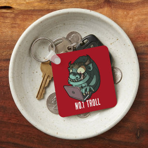 Nr.1 Troll Internet Troll Op Laptop Cartoon Sleutelhanger