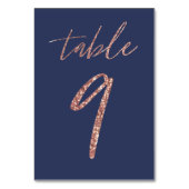 Nr. 9 - Glam Glitter Roze Goud en Blauwe Bruiloft Kaart (Achterkant)