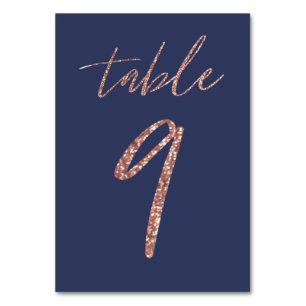 Nr. 9 - Glam Glitter Roze Goud en Blauwe Huwelijk Kaart