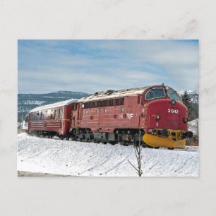 NSB Diesel NOHAB Di3-642 arriving Røros Briefkaart