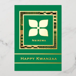 Nsirewa Happy Kwanzaa (Groen) Folie Feestdagenkaart