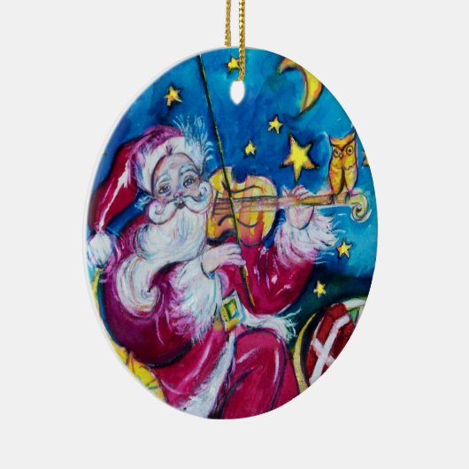 NSPIRED VIOLINIST SANTA Red Ruby Gem Stone Keramisch Ornament (Rechts)