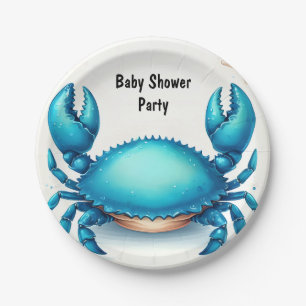 Nu Beach Ocean Catch Navy Blue Crab Baby shower Papieren Bordje