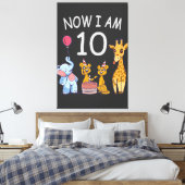 Nu ben ik 10 jaar, 10e verjaardag in de dierentuin canvas afdruk (Insitu (Slaapkamer))