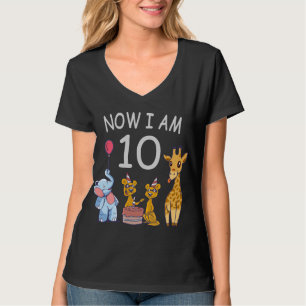 Nu ben ik 10 jaar oud 10de verjaardag bij de diere t-shirt