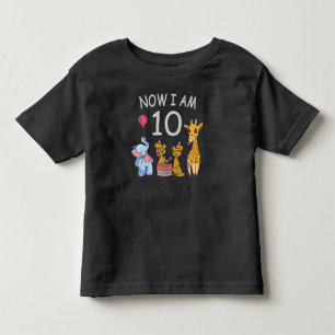 Nu ben ik 10 jaar oud 10e verjaardag bij de dieren kinder shirts