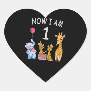 Nu ben ik 1 jaar oud 1e verjaardag in de dierentui hart sticker
