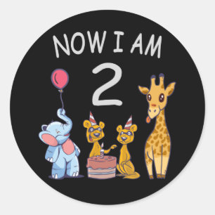 Nu ben ik 2 jaar oud, 2e verjaardag in de dierentu ronde sticker