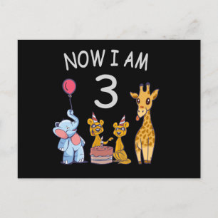 Nu ben ik 3 jaar oud 3e verjaardag in de dierentui briefkaart
