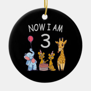Nu ben ik 3 jaar oud 3e verjaardag in de dierentui keramisch ornament