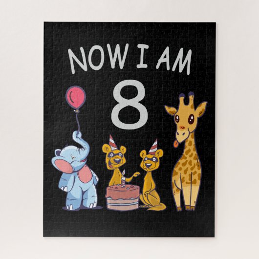 Nu ben ik 8 jaar op 8 oktober in de dierentuin legpuzzel (Verticaal)