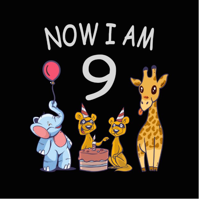 Nu ben ik negen jaar oud op de dierentuin staand fotobeeldje  (Voorkant)