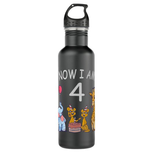 Nu ben ik vierjarige vierde verjaardag in de diere waterfles  (Voorkant)