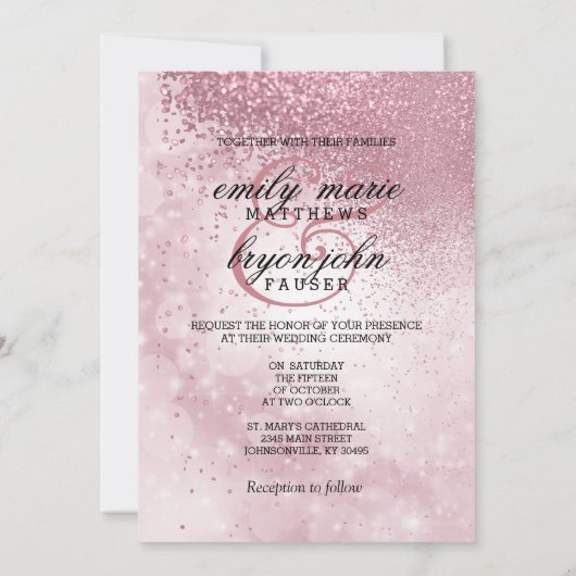 Nu en voor altijd roze Glitter Weddenschap Kaart (Achterkant)
