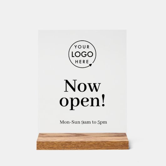 Nu Geopend | Logo Openingstijden Zakelijk Logo Acryl Bord (Voorkant)